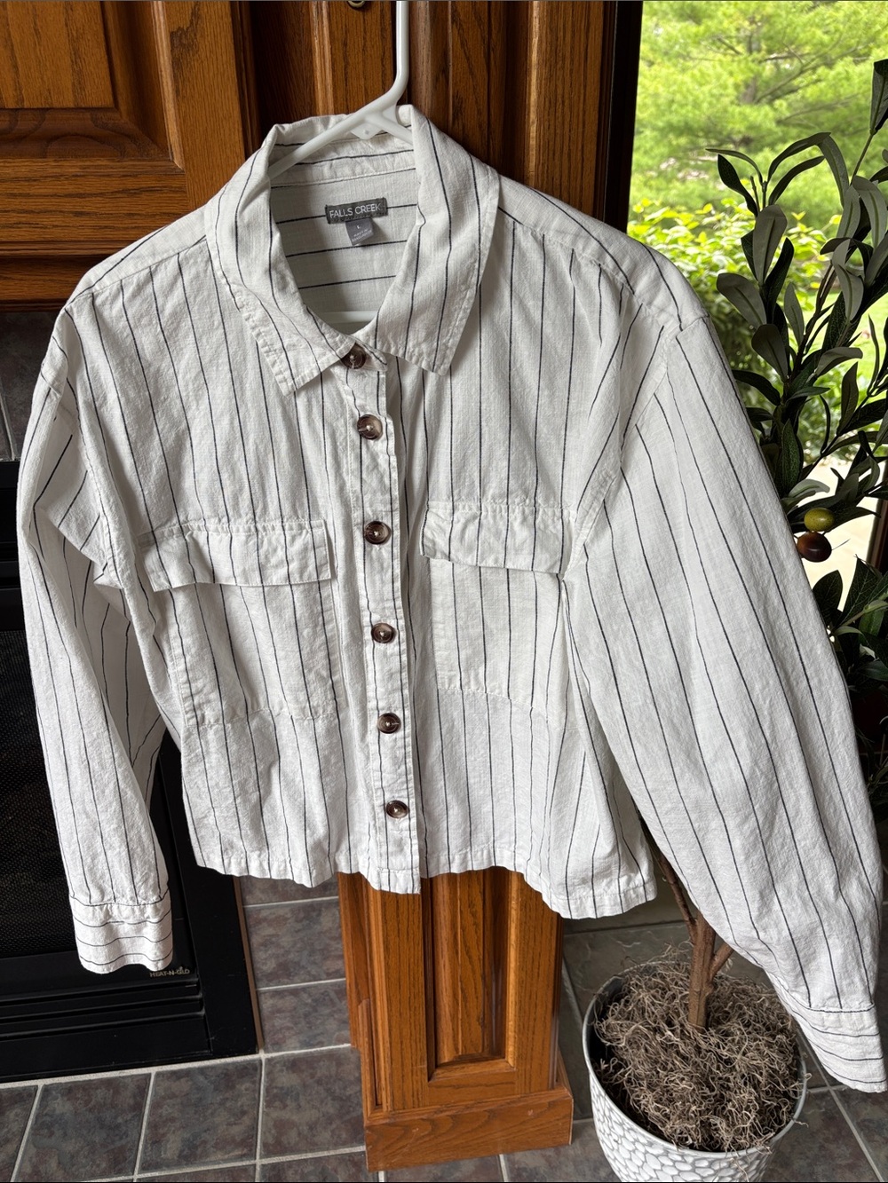 Falls Creek White Jacket with Black Pinstripes